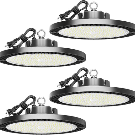 Super Bright 350W UFO LED High Bay Light 5000K with US Plug 4-Pack