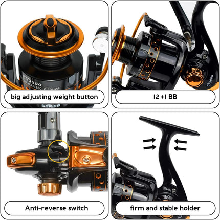 Ultra Smooth 12+1 BB Spinning Reel for Summer & Ice Fishing Adventures
