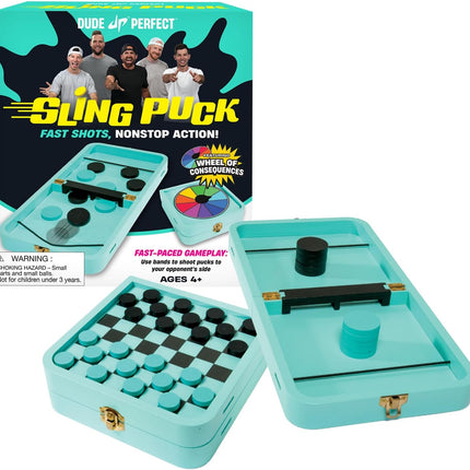 Sling Puck & Checkers Game Set Family Board Game for Kids Adults Ages 4+