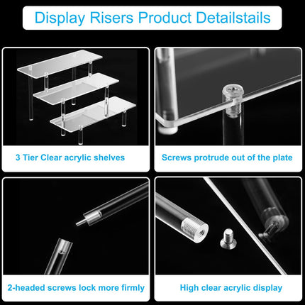3 Tier Acrylic Display Risers Clear Shelf Stand for Perfume Cupcakes Figures