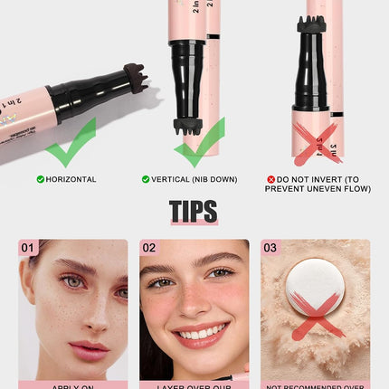 2-in-1 Freckle Pen with Blush, Waterproof Long-Lasting Sun-Kissed Makeup, Quick-Dry