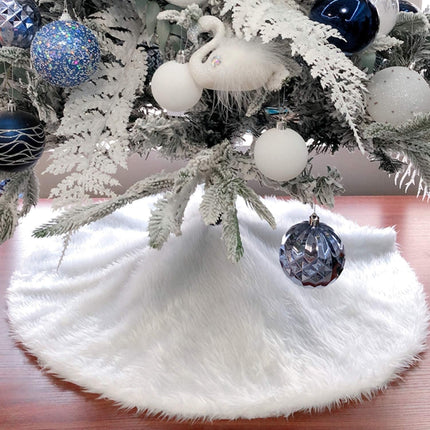 12" White Faux Fur Mini Christmas Tree Skirt – Luxury Snow Tabletop Xmas Decor