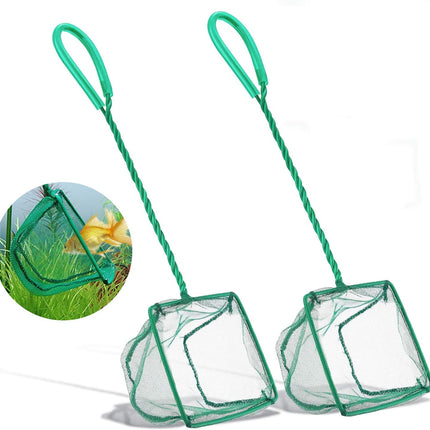 4-Inch Aquarium Fish Net, Small Mesh Fish Catch Net with Plastic Handle, Green