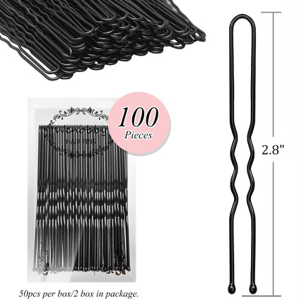 100PCS U-Shaped Hair Pins for Buns, 2.8" Hair Styling Pins for Women with Thick Hair