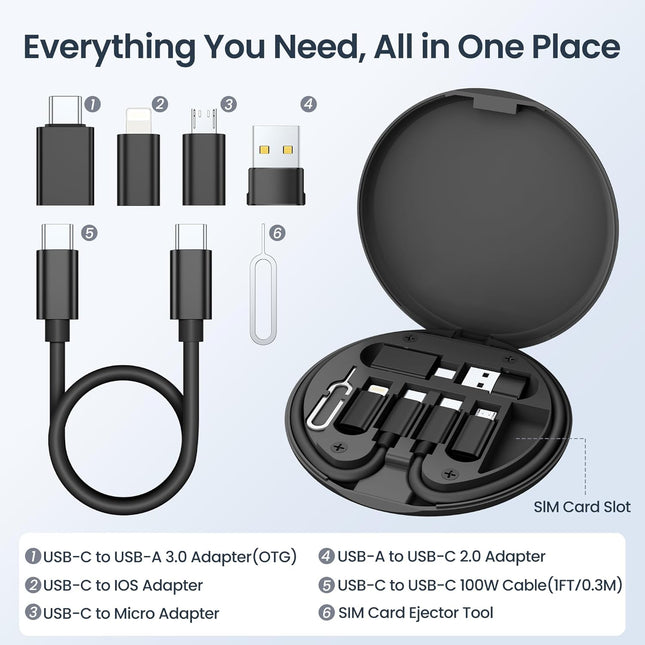 6 in 1 USB C Charging Adapter Kit with 100W Cord Micro USB Converter Data