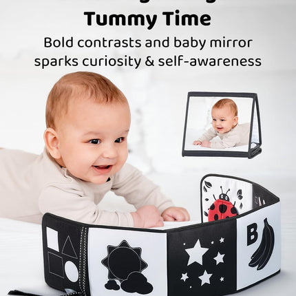 Black & White Baby Sensory Book, Tummy Time Toy for Infant Visual Learning