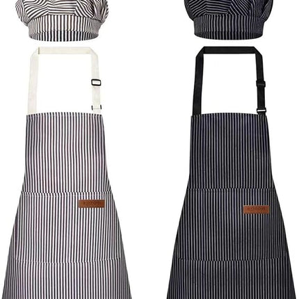 2 Pack Kids Chef Set Apron & Hat Adjustable Baking Smock Boys Girls Pockets
