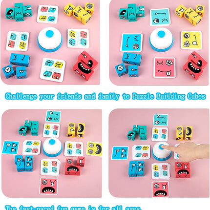 Wooden Face Changing Magic Cube, Expression Matching Puzzle Game for Kids & Adults