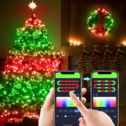 33FT Smart Christmas Lights – 66 LED RGB String with App & Remote Control
