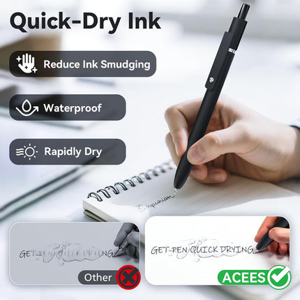 6PCS Gel Pens 0.5mm Fine Point Black Ink – Smooth Quick Dry Writing Pens