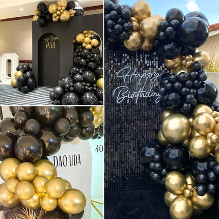 50 PCS 12 Inch Black Gold Confetti Balloons Birthday Graduation Wedding