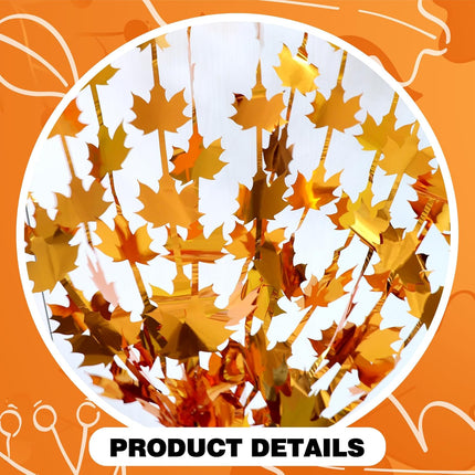 Orange Maple Leaves Foil Fringe Curtains 2 Pack Tinsel Backdrop for Fall and Birthday Parties