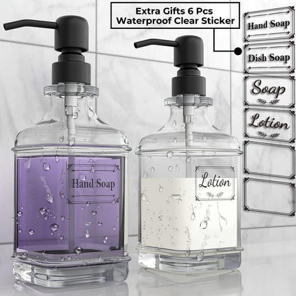 2-Pack Soap Dispensers 18oz – Antique Glass with Rust-Proof Stainless Pump