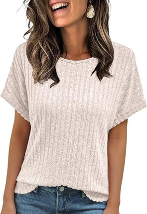 Women Summer Tops 2026 Spring Sweater Short Sleeve Dressy Casual Business Blouse