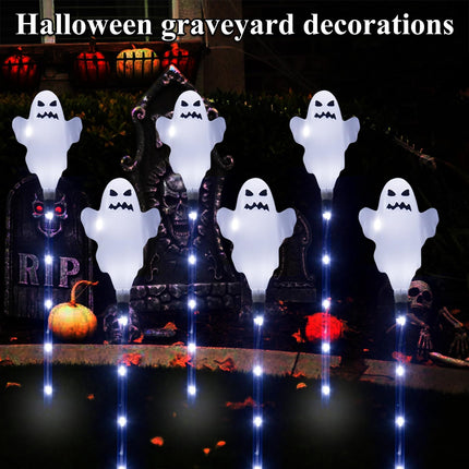 6-Pack Solar Halloween Ghost Lights, Waterproof Pathway Decor for Yard & Garden