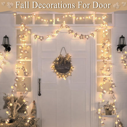 Fall Pumpkin Garland Lights – 2-Pack, 60 LED, 20Ft Indoor & Outdoor Thanksgiving Decor
