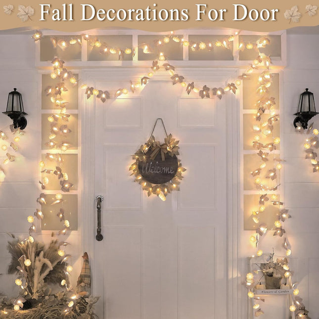 Fall Pumpkin Garland Lights – 2-Pack, 60 LED, 20Ft Indoor & Outdoor Thanksgiving Decor