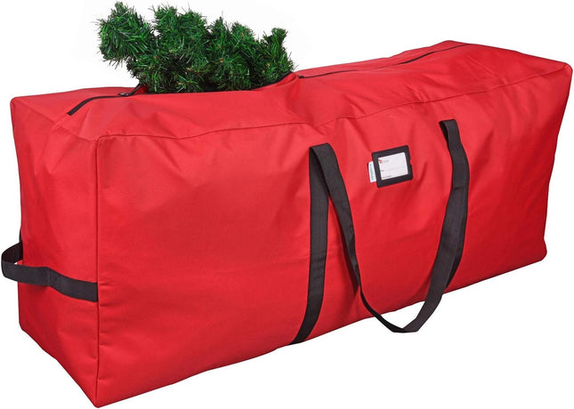 Red Christmas Tree Storage Bag Fits 9ft Disassembled Tree, Heavy Duty