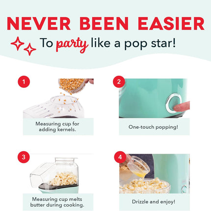 Fresh Pop Popcorn Maker – Air Pop, Oil-Free, 16 Cups, Red, Includes Guide