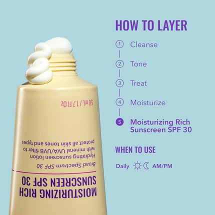 Moisturizing Mineral Sunscreen SPF 30 – Zinc Oxide, Fragrance-Free