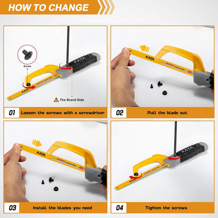 Mini Hacksaw Tool – 10 Inch Aluminum Frame, 2 Bi-Metal Blades for Cutting Metal & PVC