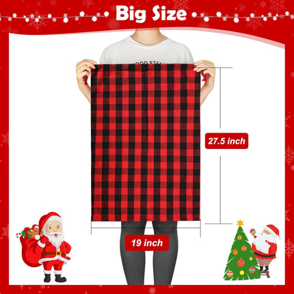 2PCS Large Cotton Santa Bags 27.5x19 Inch Drawstring Christmas Gift Bags