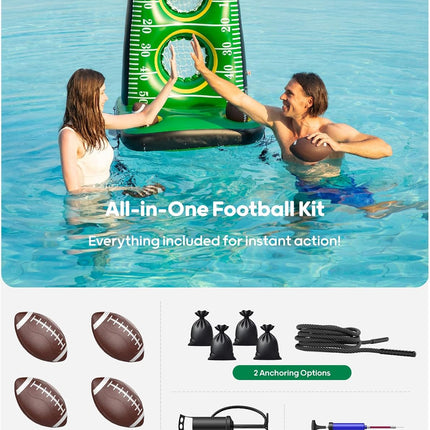 Inflatable Pool Football Toss Game with 4 Balls 2 Pumps Summer Family Fun