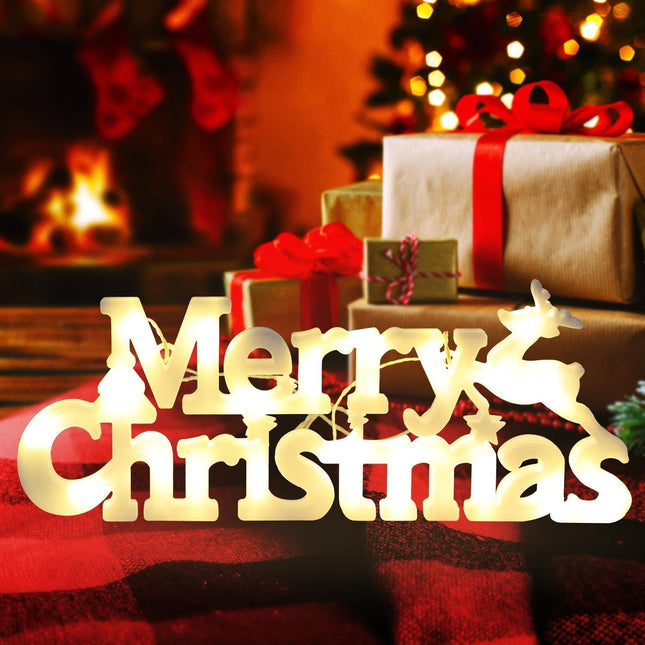 Merry Christmas LED Sign | Hanging Glowing Ornament for Tree, Wall & Door