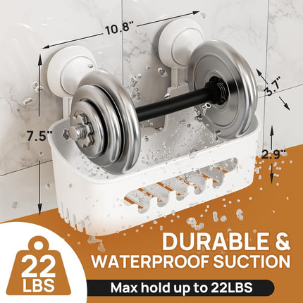 Shower Caddy with Suction Cup – Removable Waterproof Bathroom Shelf, White