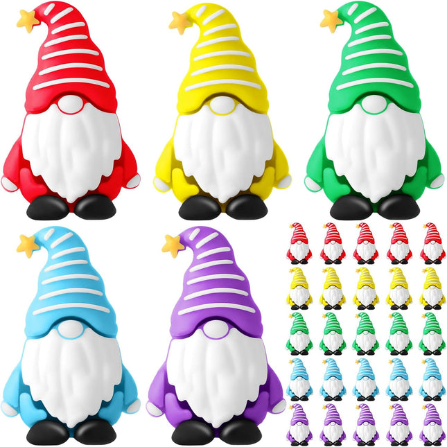 25pcs Mini Christmas Gnomes – Tiny Figurines for Garden, Fairy Yard Décor