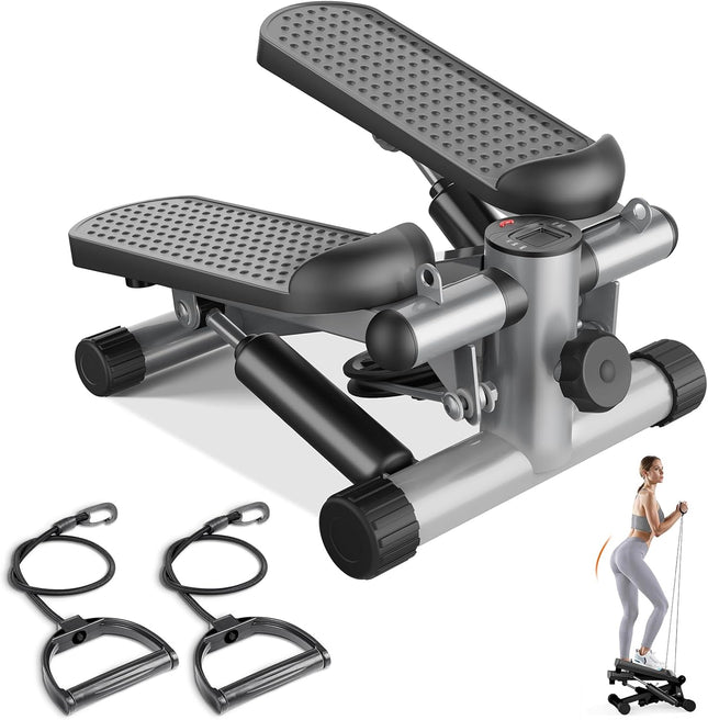 Mini Stair Stepper with Resistance Bands Portable Home Workout 300LB Capacity