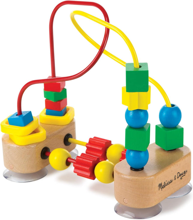 Wooden Bead Maze Baby Toy with Suction Cups Toddler Learning Toy Ages 1+