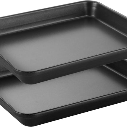 2 Pack Toaster Oven Baking Pans 9.7x7.5 Nonstick Cookie Sheet Black