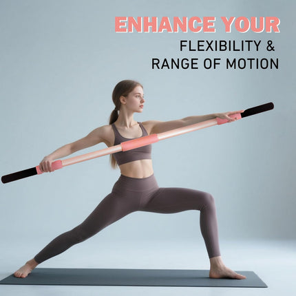 58 Inch Yoga Stretch Stick with Neck Pads for Pilates Home Gym Exercise