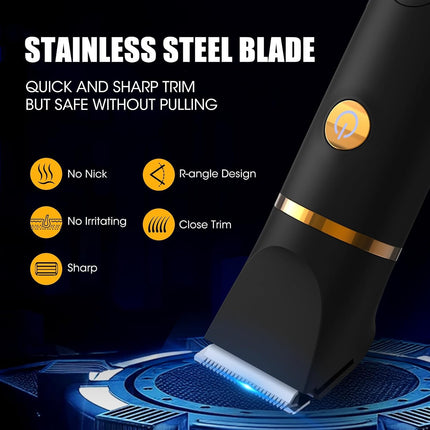 3-in-1 Body Trimmer Men, Waterproof Grooming Kit with Nose & Groin Trimmer, LED Display