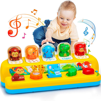 Interactive Pop Up Animal Toy Music Light Montessori Toddler Learning Gift