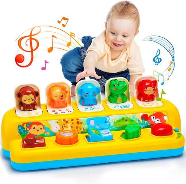 Interactive Pop Up Animal Toy Music Light Montessori Toddler Learning Gift