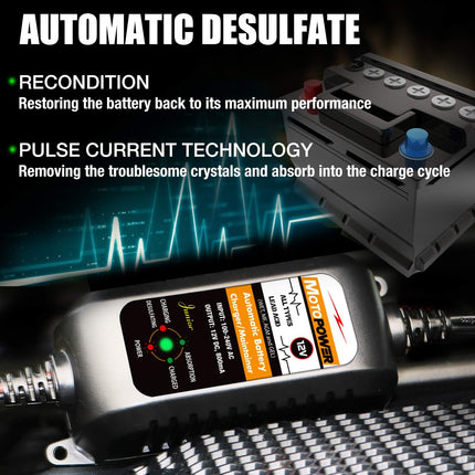 MP00205A 12V 800mA Automatic Battery Charger, Maintainer & Desulfator