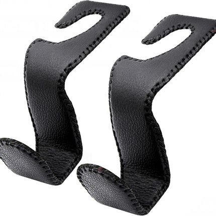 2-Pack Car Seat Headrest Hooks for Purses, Bags, and Grocery Bags – Leather Covered