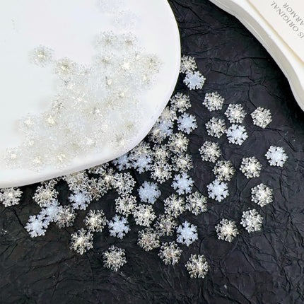 100pcs Snowflake Nail Art Charms – Iridescent Christmas Nail Decorations