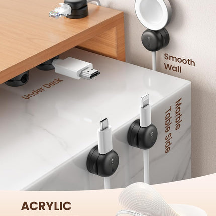 6Pack Lamicall Cable Organizer Clips, Rotatable Adhesive Cord Holder for Desk
