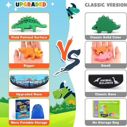 Dinosaur Wooden Stacking Toys for Kids 3–8, Montessori Balance Game