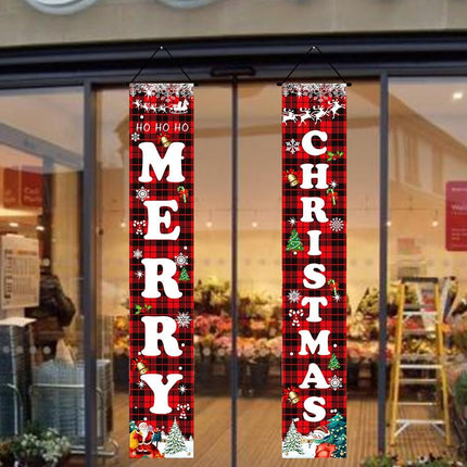 Merry Christmas Red Black Buffalo Plaid Sign Set, Indoor Outdoor Front Door Decor