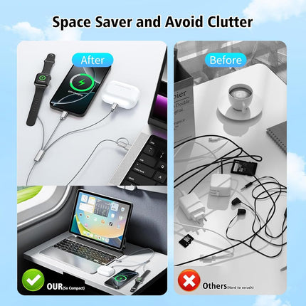 4FT 3-in-1 USB C Charging Cable – for Apple Watch & iPhone 16/15/14, Travel Essential