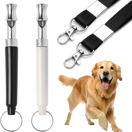 2-Pack Adjustable Dog Whistle for Training & Recall – Silent, Long-Range, with Lanyard