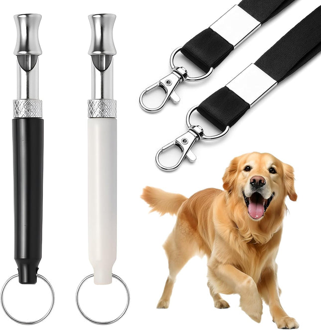 2-Pack Adjustable Dog Whistle for Training & Recall – Silent, Long-Range, with Lanyard