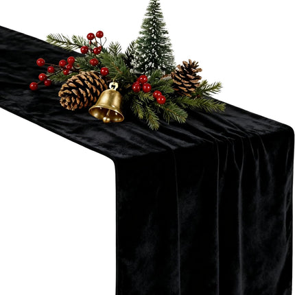 Black Velvet Table Runner 36" – Luxury Christmas & Thanksgiving Decor