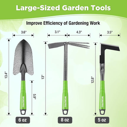 6-Piece Garden Tool Set – Heavy Duty Hand Tools with Soft Rubber Handles