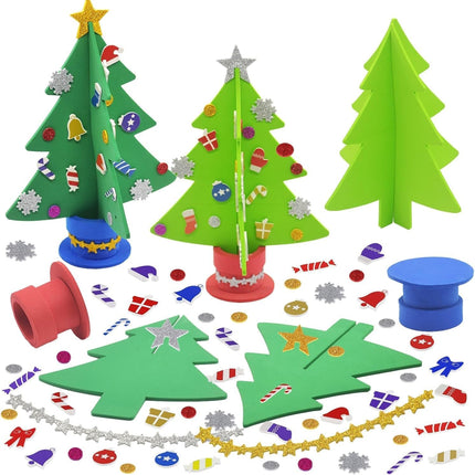 6PCS Christmas Craft Kit for Kids – Foam Trees, Holiday Stickers & Fun Activity Set