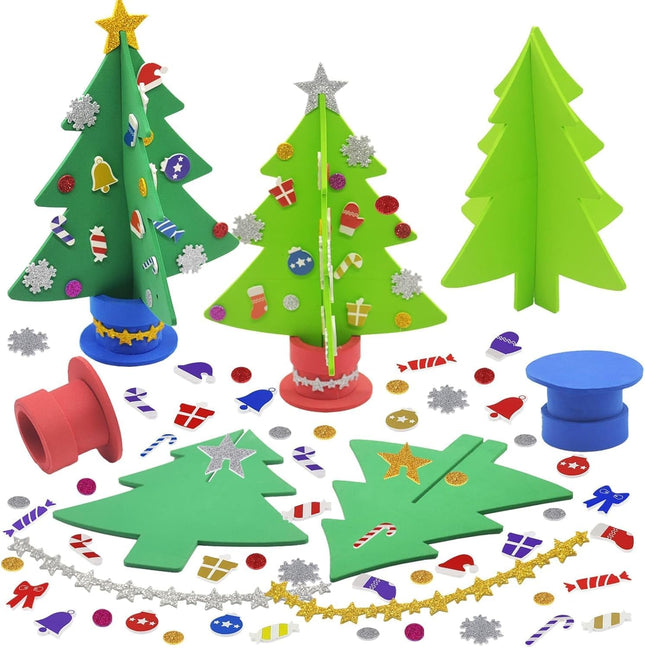 6PCS Christmas Craft Kit for Kids – Foam Trees, Holiday Stickers & Fun Activity Set
